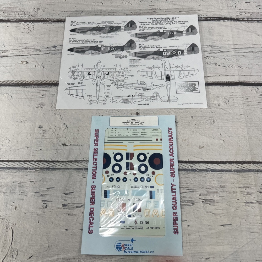 Superscale Decals 48617 1/48 Scale Spitfire XIV Aces Johnson, Charney, Newbery+